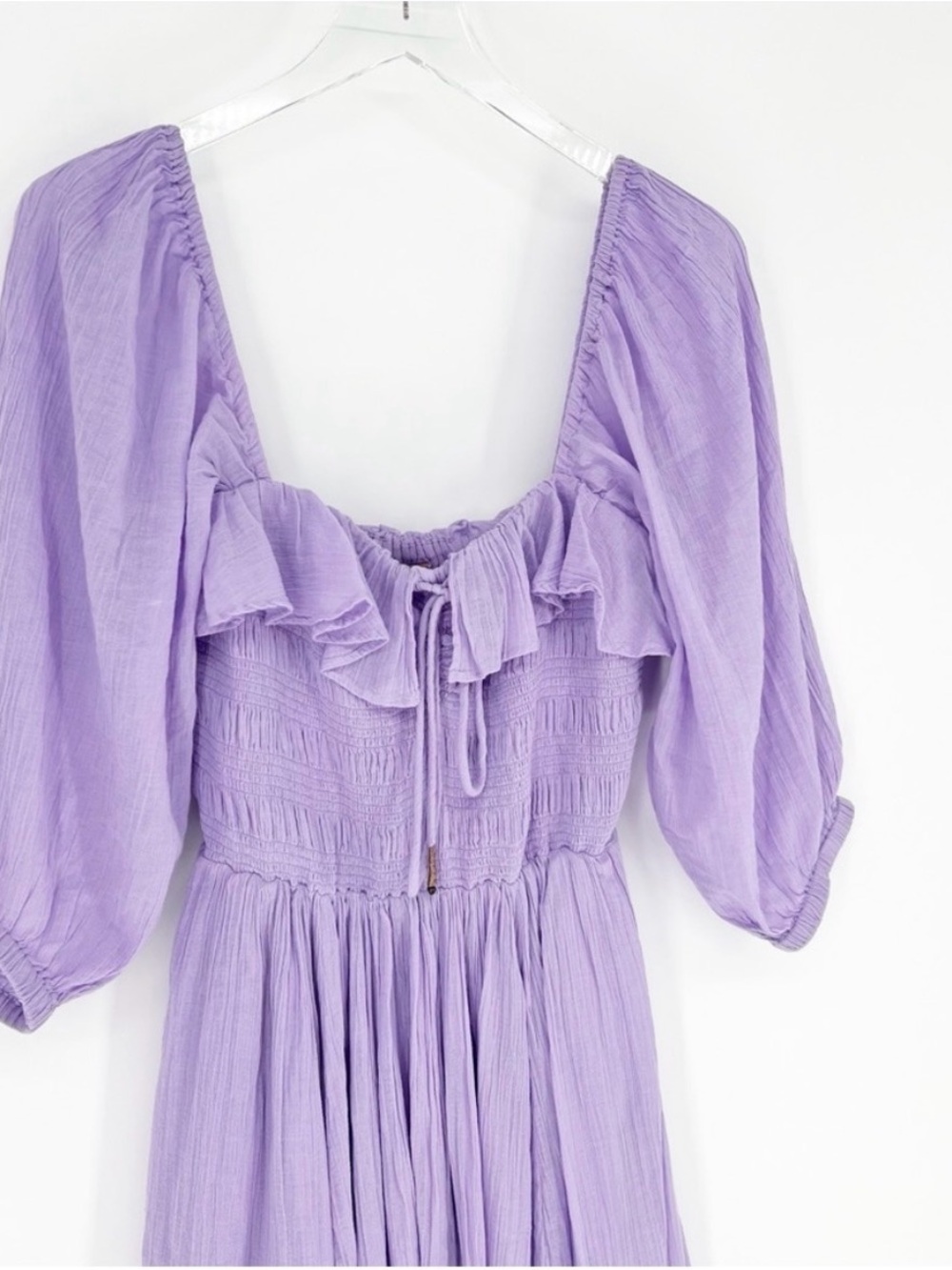 Free People Oasis Puff Sleeve Midi Dress S Purple - Picture 4 of 7